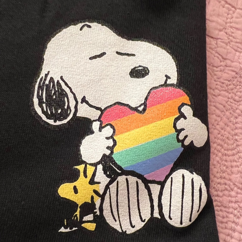 PEANUTS• Snoopy Woodstock rainbow heart drawstring shorts. Size 2X/XXL - Picture 4 of 4